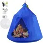 Tienda de campaña para árbol colgante VEVOR, máx. Columpio para tienda de campaña con capacidad de 440 libras, Hugglepod Hangout con luces LED decorativas de arcoíris, cojín inflable, hamaca de techo, traje de tienda para niños y adultos en interiores y exteriores, azul