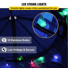 Tienda de campaña para árbol colgante VEVOR, máx. Columpio para tienda de campaña con capacidad de 440 libras, Hugglepod Hangout con luces LED decorativas de arcoíris, cojín inflable, hamaca de techo, traje de tienda para niños y adultos en interiores y exteriores, azul
