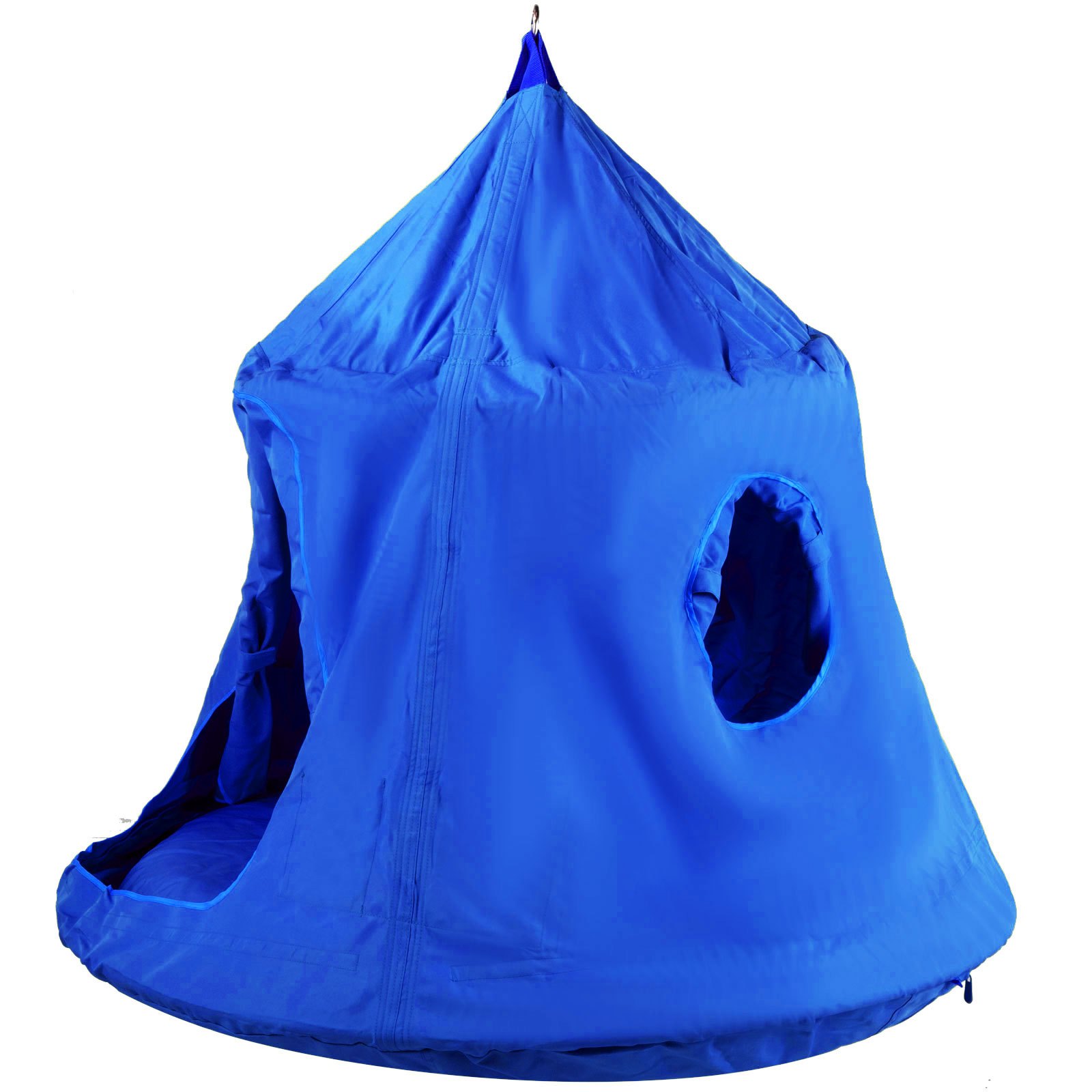 Tienda de campaña colgante para árbol VEVOR, capacidad máxima de 200 kg, hamaca colgante con luces LED decorativas de arcoíris, cojín inflable, hamaca de techo, ideal para niños y adultos, interior y exterior, color azul