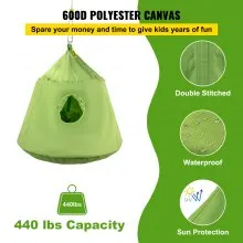 VEVOR Tienda de campaña colgante para árbol, capacidad máxima de 440 libras, columpio para tienda de campaña, Hangout Hugglepod con luz LED de decoración de arcoíris, cojín inflable, hamaca de techo, tienda de campaña para niños y adultos, interior y exterior, verde
