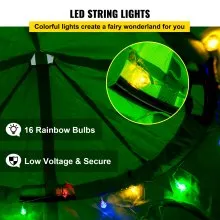 VEVOR Tienda de campaña colgante para árbol, capacidad máxima de 440 libras, columpio para tienda de campaña, Hangout Hugglepod con luz LED de decoración de arcoíris, cojín inflable, hamaca de techo, tienda de campaña para niños y adultos, interior y exterior, verde