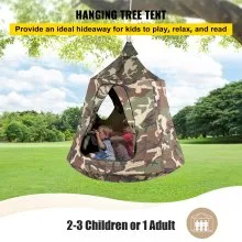 Carpa de árbol colgante VEVOR, máx. Columpio para tienda de campaña con capacidad de 440 libras, Hangout Hugglepod con luces LED de decoración de arcoíris, cojín inflable, tienda de campaña para hamaca de techo para niños y adultos en interiores y exteriores