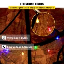 Carpa de árbol colgante VEVOR, máx. Columpio para tienda de campaña con capacidad de 440 libras, Hangout Hugglepod con luces LED de decoración de arcoíris, cojín inflable, tienda de campaña para hamaca de techo para niños y adultos en interiores y exteriores
