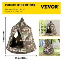 Carpa de árbol colgante VEVOR, máx. Columpio para tienda de campaña con capacidad de 440 libras, Hangout Hugglepod con luces LED de decoración de arcoíris, cojín inflable, tienda de campaña para hamaca de techo para niños y adultos en interiores y exteriores