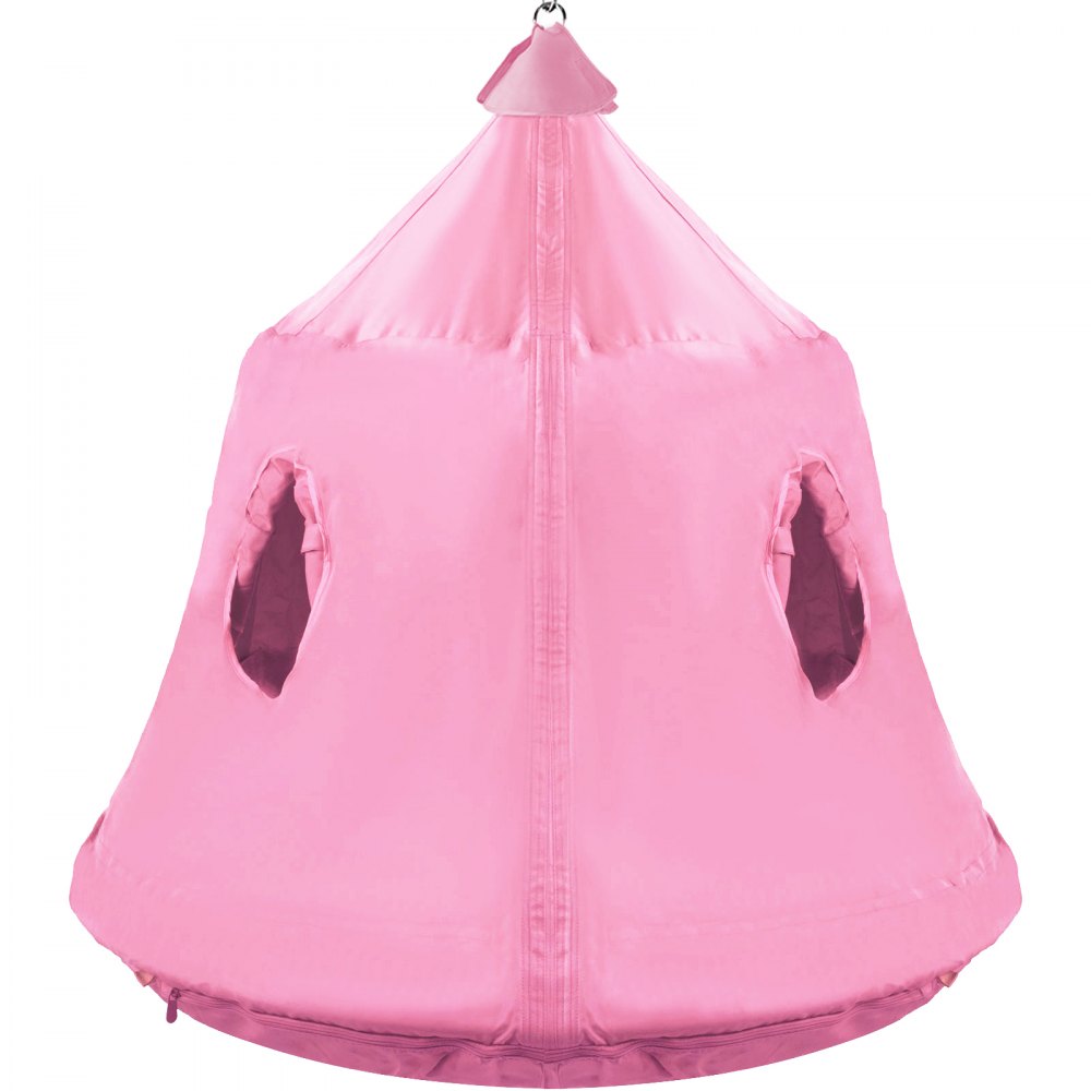 Tienda de campaña colgante para árbol VEVOR, capacidad máxima de 200 kg, hamaca colgante con luces LED decorativas de arcoíris, cojín inflable, hamaca de techo, ideal para niños y adultos, interior y exterior, color rosa