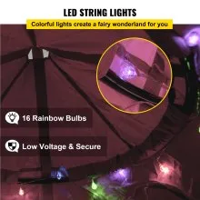 Carpa de árbol colgante VEVOR, máx. Columpio para tienda de campaña con capacidad de 440 libras, Hangout Hugglepod con luces LED de decoración de arcoíris, cojín inflable, hamaca de techo, tienda de campaña para niños y adultos, interior y exterior, color rosa