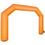 Arco inflable VEVOR naranja con soportes de pie sobre un fondo blanco.