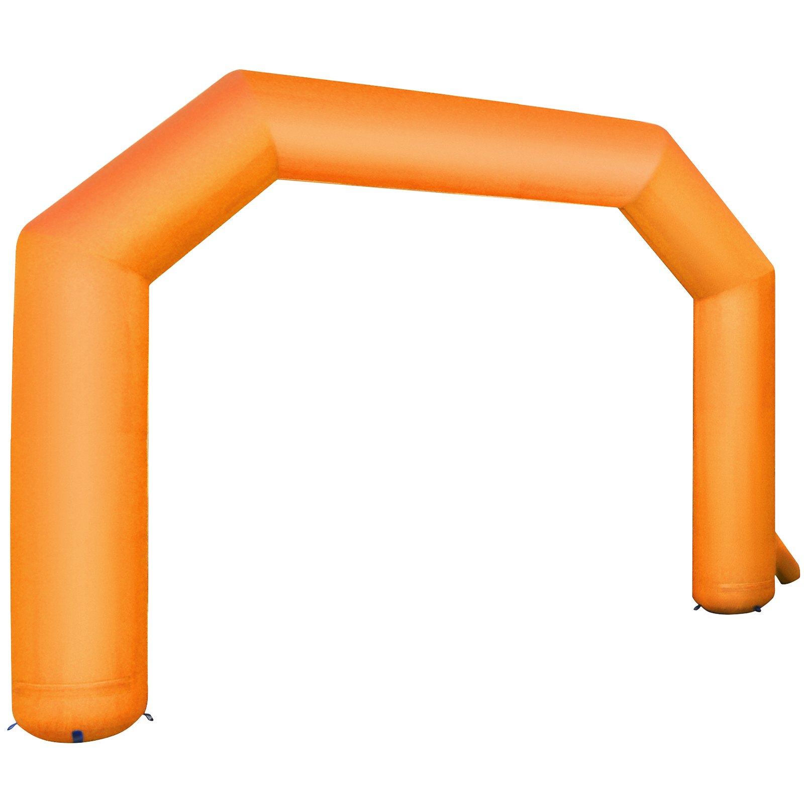 Arco inflable VEVOR naranja con soportes de pie sobre un fondo blanco.