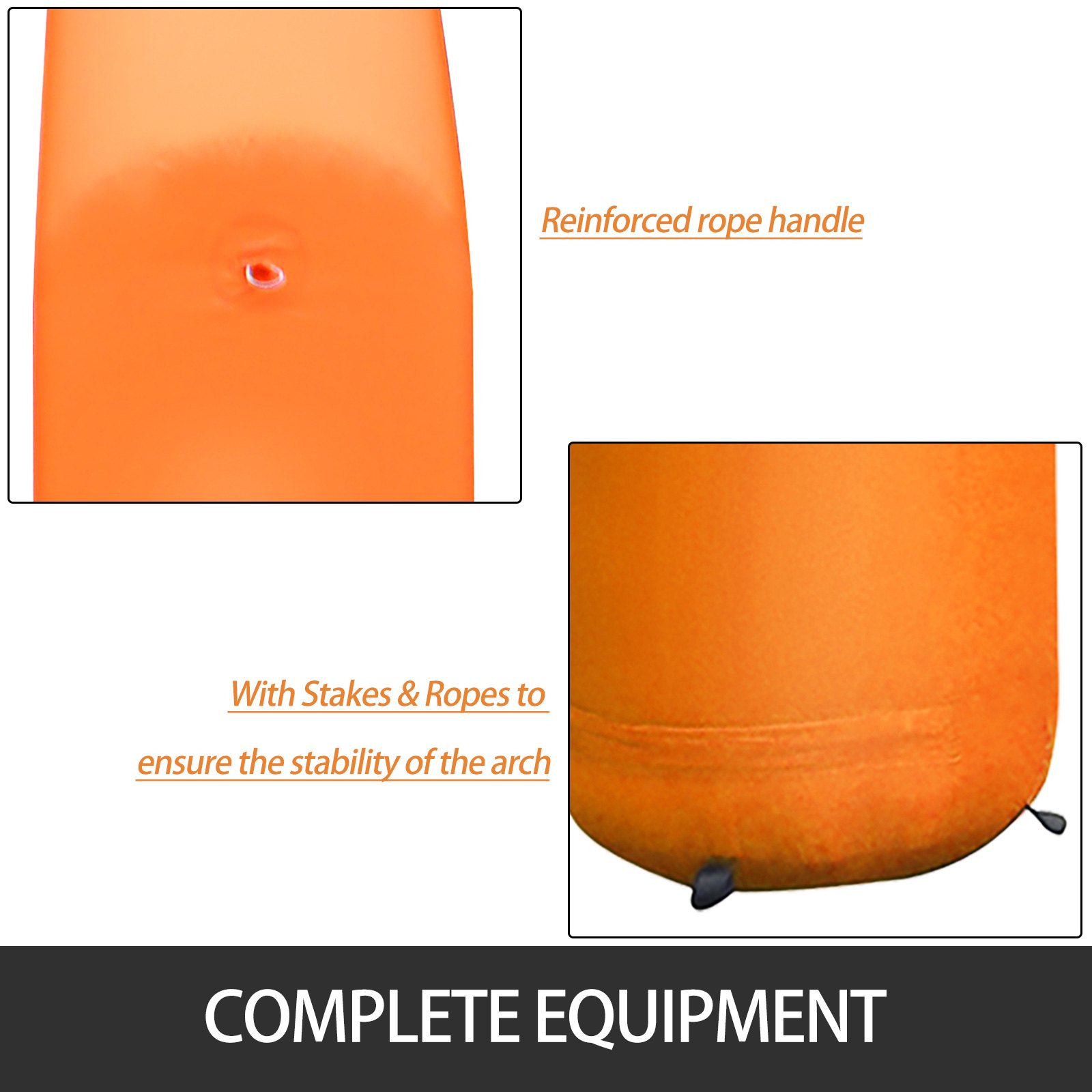 Arco inflable VEVOR con mango de cuerda reforzado y estacas de estabilidad y cuerdas.