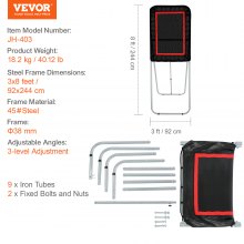 VEVOR Rebotador plegable de lacrosse para patio trasero, red de rebote de voleibol de 3x4 pies, pantalla de entrenamiento de retorno de béisbol y softbol, ​​ángulo ajustable, pared de entrenamiento de práctica de tiro, negro