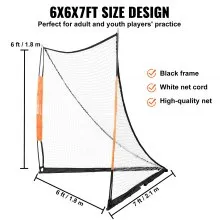 VEVOR Portería de lacrosse, red de lacrosse de 6' x 6', portería de lacrosse portátil con bolsa de transporte, equipo de entrenamiento de lacrosse para patio trasero con varilla de fibra de vidrio, portería universitaria de fácil configuración, perfecta para entrenamiento de jóvenes y adultos