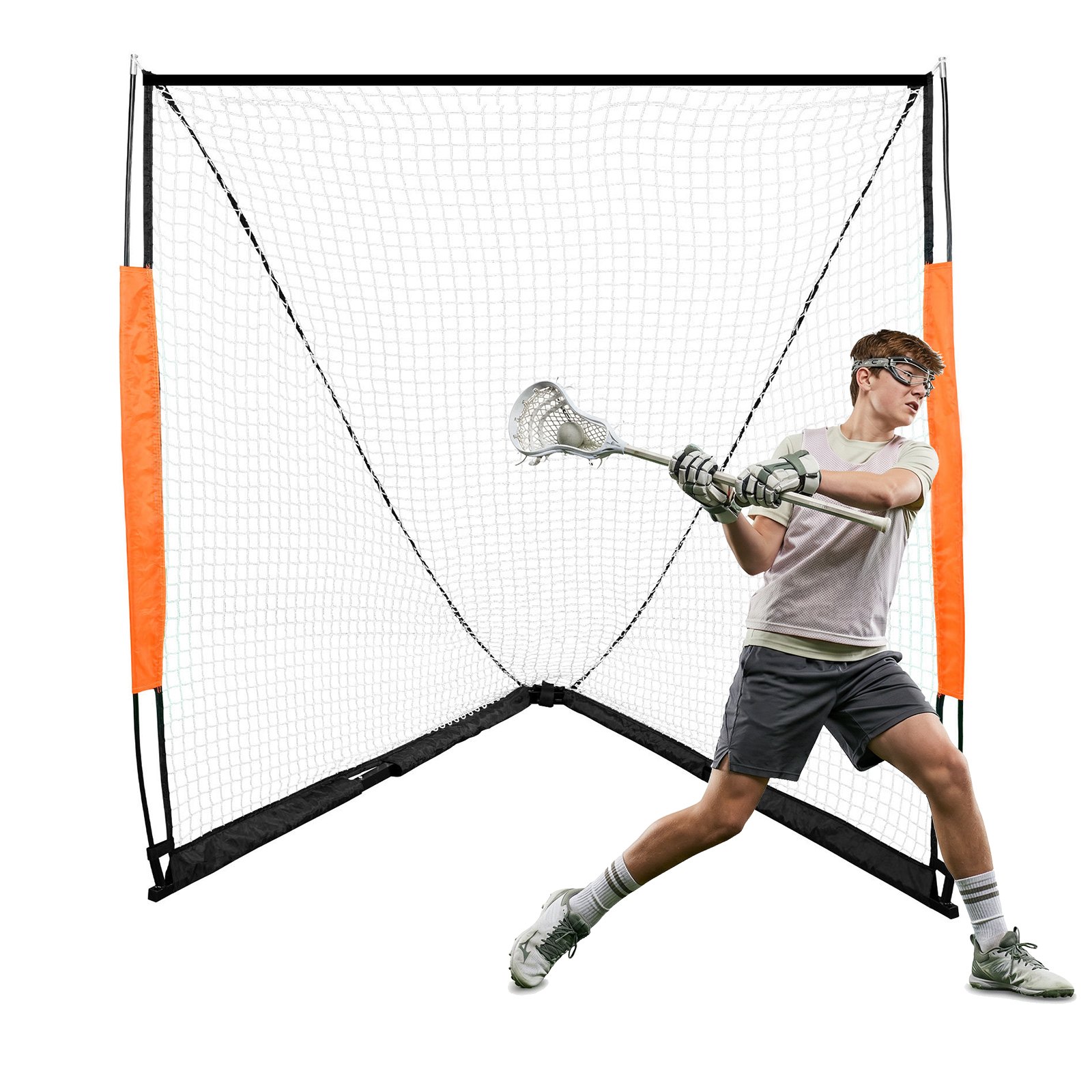 Portería de lacrosse VEVOR, red de lacrosse de 1,8 m x 1,8 m, portería de lacrosse portátil con bolsa de transporte, varilla de fibra de vidrio, equipo de entrenamiento de lacrosse para el jardín, fácil de montar, portería universitaria, perfecta para el entrenamiento de jóvenes y adultos.