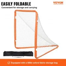 VEVOR Portería de Lacrosse, Red de Lacrosse para Niños Pequeños de 4' x 4', Portería de Lacrosse Portátil Plegable con Bolsa de Transporte, Equipo de Entrenamiento para Patio Trasero con Estructura de Hierro, Configuración Rápida y Fácil, Perfecto para Entrenamiento Juvenil, Naranja
