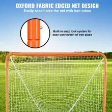 VEVOR Portería de Lacrosse, Red de Lacrosse para Niños Pequeños de 4' x 4', Portería de Lacrosse Portátil Plegable con Bolsa de Transporte, Equipo de Entrenamiento para Patio Trasero con Estructura de Hierro, Configuración Rápida y Fácil, Perfecto para Entrenamiento Juvenil, Naranja