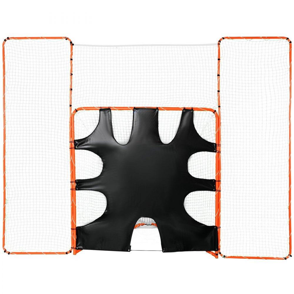 VEVOR Portería plegable de lacrosse 3 en 1 con tope y objetivo, red de lacrosse de 6' x 6', naranja