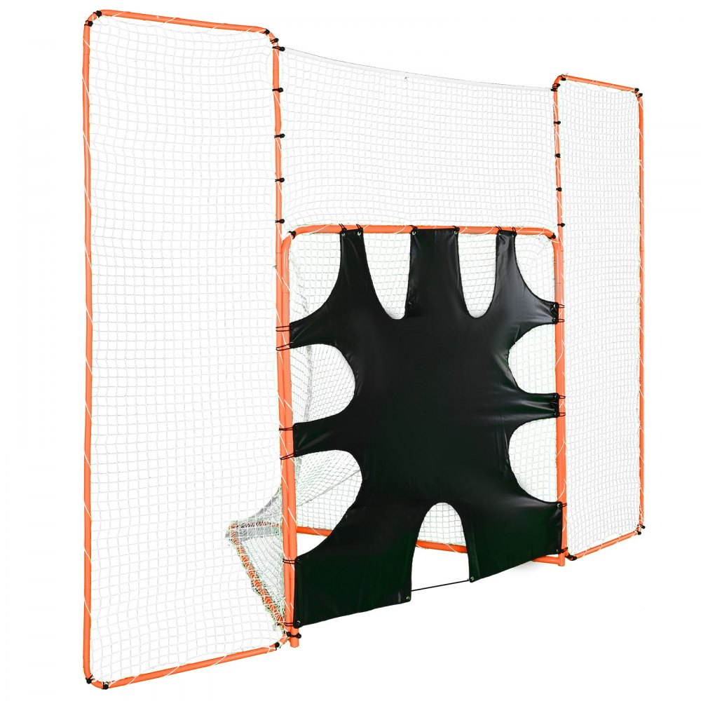 VEVOR Portería plegable de lacrosse 3 en 1 con tope y objetivo, red de lacrosse de 6' x 6', naranja