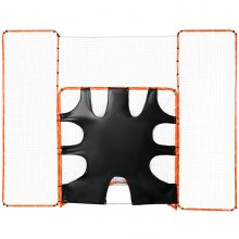 VEVOR Portería de Lacrosse 3 en 1 con tope y objetivo, red de Lacrosse de 12' x 9', equipo de rebote de Lacrosse para patio trasero con marco de acero, red de entrenamiento de configuración rápida y fácil, perfecta para entrenamiento de jóvenes y adultos, naranja