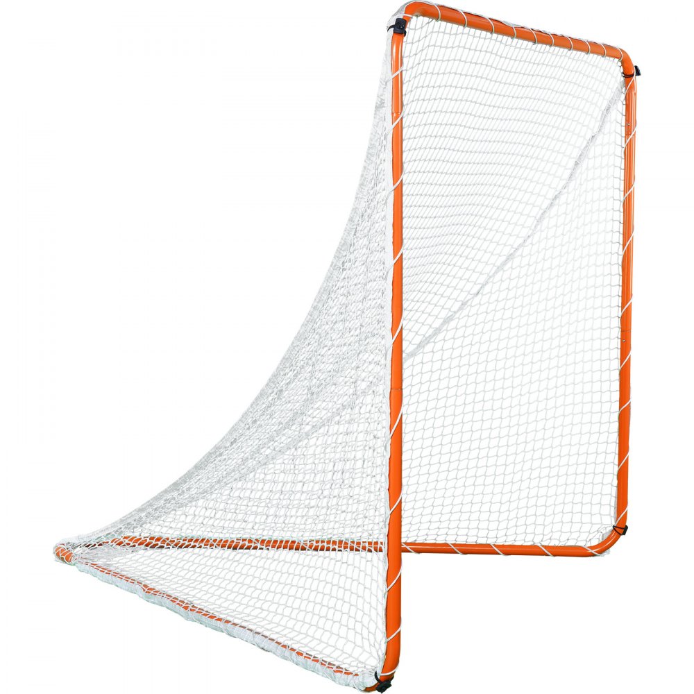 Portería de lacrosse VEVOR, red de lacrosse de 1,8 m x 1,8 m, equipo de entrenamiento de lacrosse para jardín con estructura de acero, portería de lacrosse portátil con bolsa de transporte, montaje rápido y sencillo, perfecta para entrenamiento de jóvenes y adultos, color naranja.