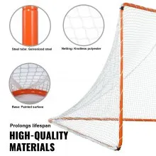 VEVOR Portería de Lacrosse, Red de Lacrosse de 6' x 6', Equipo de Entrenamiento de Lacrosse para Patio Trasero con Estructura de Acero, Portería de Lacrosse Portátil con Bolsa de Transporte, Configuración Rápida y Fácil, Perfecto para Entrenamiento de Jóvenes y Adultos, Naranja