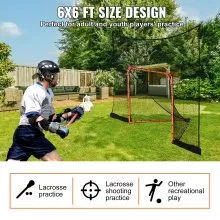 VEVOR Portería de hockey y lacrosse con cobertura extendida, red de lacrosse de 12 x 9 pies, red de entrenamiento de accesorios completos, equipo de lacrosse de fácil instalación, perfecto para entrenamiento de jóvenes y adultos