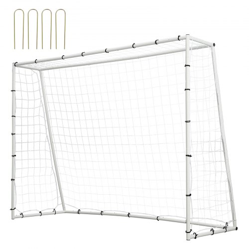 VEVOR Entrenador de rebote de fútbol, ​​equipo de entrenamiento de fútbol de hierro de 8 x 6 pies, pared de rebote de fútbol deportivo con red de rebote de doble cara y portería, perfecto para practicar en el patio trasero, entrenamiento en solitario, pases