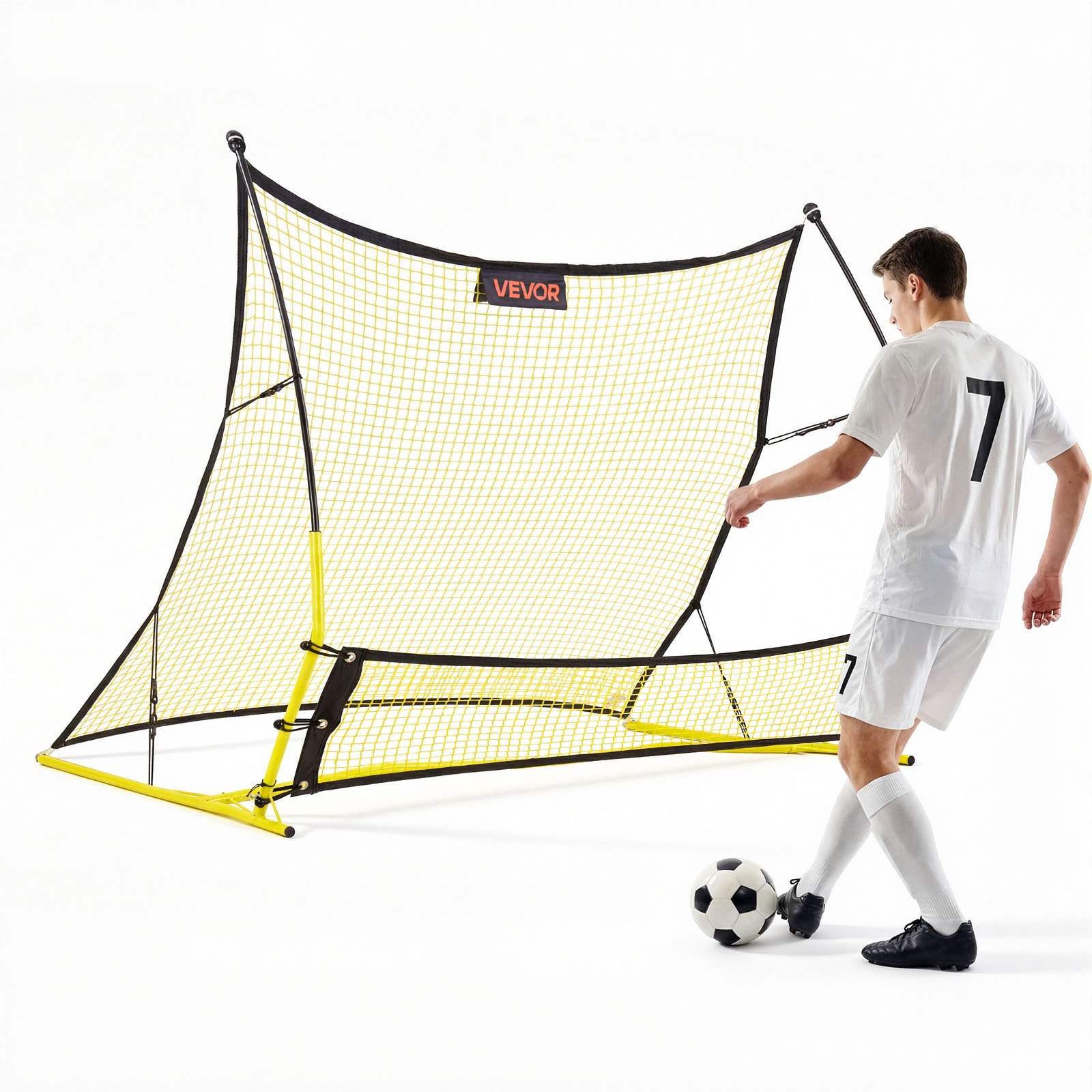 VEVOR Red de Rebote para Fútbol 1700 x 1500 mm, Portería de Fútbol, Postes de Fibra de Vidrio y Tubo de Hierro para Control Individual y en Equipo, Práctica de Pases, para Adolescentes y Adultos