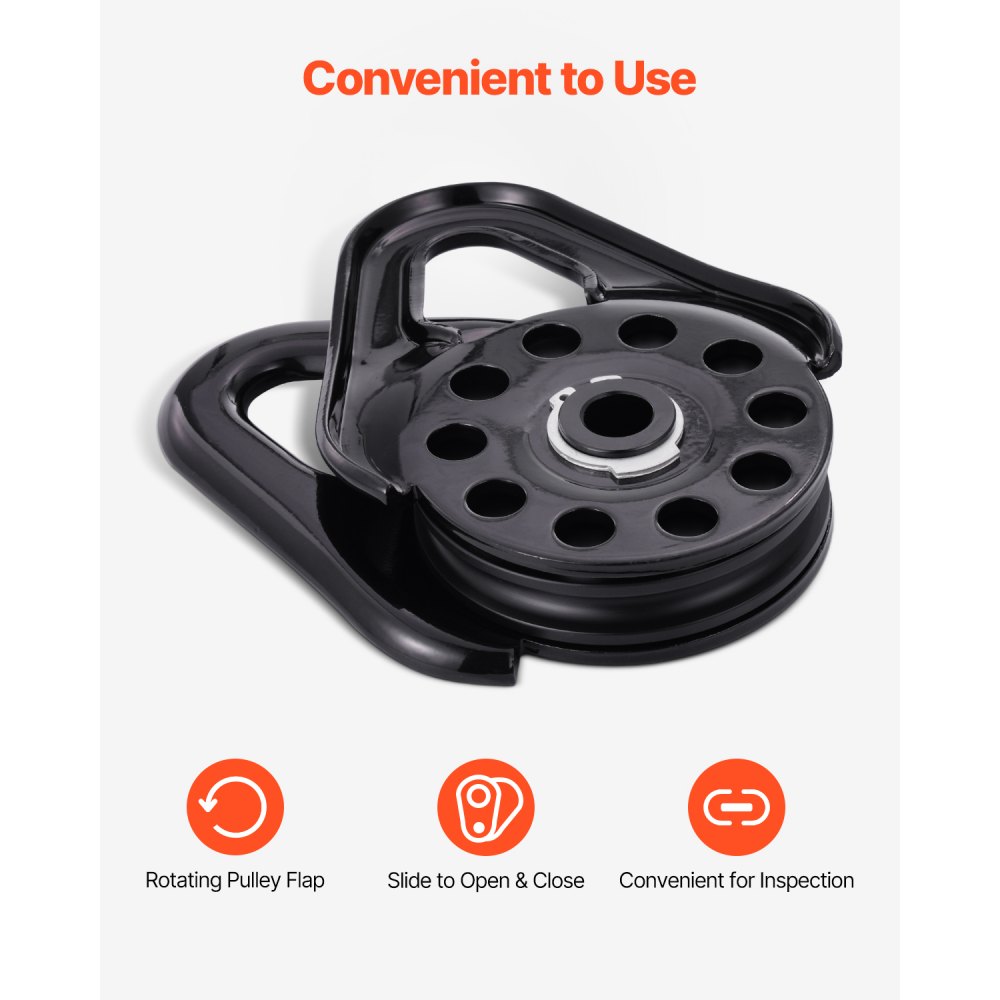 Bloque de arranque VEVOR de 14,5 toneladas para recuperación de cabrestante, resistente, con resistencia a la rotura de 32 000 lb, compatible con cuerda de 3/8 de pulgada, accesorio compacto para recuperación todoterreno para remolque y recuperación en camiones, tractores, vehículos todo terreno y UTV.