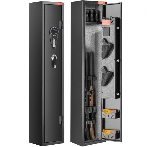 Caja fuerte VEVOR para 2 rifles, con cerradura y teclado digital, armario de acceso rápido con estante extraíble, soporte para pistolas y mueble para rifles y pistolas en casa.