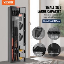 VEVOR Caja fuerte para 3 rifles, caja fuerte para rifle con cerradura y teclado digital, gabinete de almacenamiento de armas de acceso rápido con estante extraíble, estante para pistola, gabinete para rifle para rifle y pistolas en el hogar