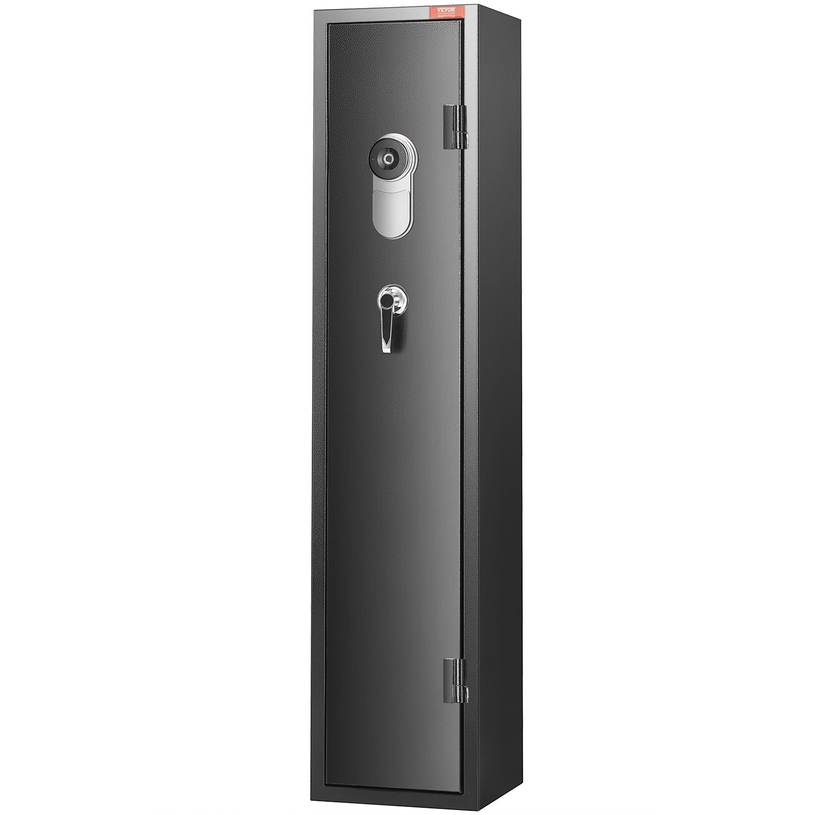 VEVOR Caja fuerte para 5 rifles, con cerradura de huella dactilar, armario de acceso rápido para escopetas con estante extraíble, soporte para pistolas, caja de almacenamiento de munición para armas largas y pistolas domésticas