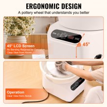 VEVOR - Rueda de cerámica de accionamiento directo con herramientas de modelado para manualidades, máquina de modelado de cerámica de 10 pulgadas, rueda eléctrica de 350 W para cerámica con pedal y pantalla táctil LCD, color blanco