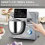 Batidora de pie VEVOR, batidora de masa eléctrica de 660 W con sincronización de pantalla LCD de 6 velocidades, batidora de alimentos con cabezal inclinable con tazón de acero inoxidable de 7,4 cuartos de galón, gancho para masa, batidor plano, batidor, raspador, cubierta a prueba de salpicaduras - gris