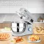 Batidora de pie VEVOR, batidora de masa eléctrica de 660 W con sincronización de pantalla LCD de 6 velocidades, batidora de alimentos con cabezal inclinable con tazón de acero inoxidable de 7,4 cuartos de galón, gancho para masa, batidor plano, batidor, raspador, cubierta a prueba de salpicaduras - gris