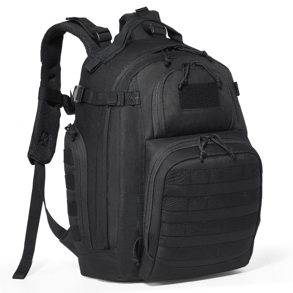 VEVOR Mochila táctica militar de 25 l con diseño Molle y almohadilla de esponja, mochila de asalto para hombre y mujer, mochila Range Gear para aventuras al aire libre, senderismo y caza, color negro.