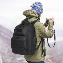 Mochila táctica militar de 25 l con modo Molle y almohadilla de esponja negra