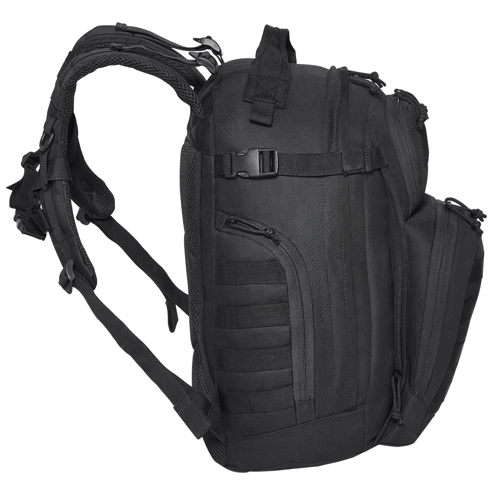 VEVOR Mochila táctica militar de 25 l con diseño Molle y almohadilla de esponja, mochila de asalto para hombre y mujer, mochila Range Gear para aventuras al aire libre, senderismo y caza, color negro.