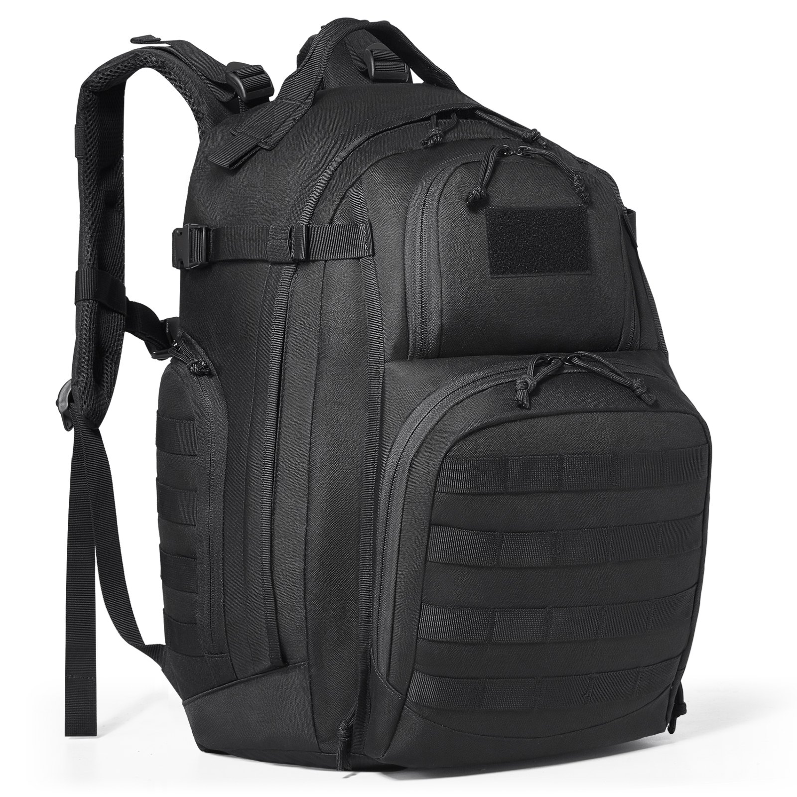 VEVOR Mochila táctica militar de 40 l con diseño Molle y almohadilla de esponja, mochila de asalto para hombre y mujer, mochila Range Gear para aventuras al aire libre, senderismo y caza, color negro.
