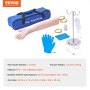 Kit de práctica de flebotomía VEVOR con brazo, jeringas, guantes, soporte intravenoso y bolsa de almacenamiento para enseñanza.