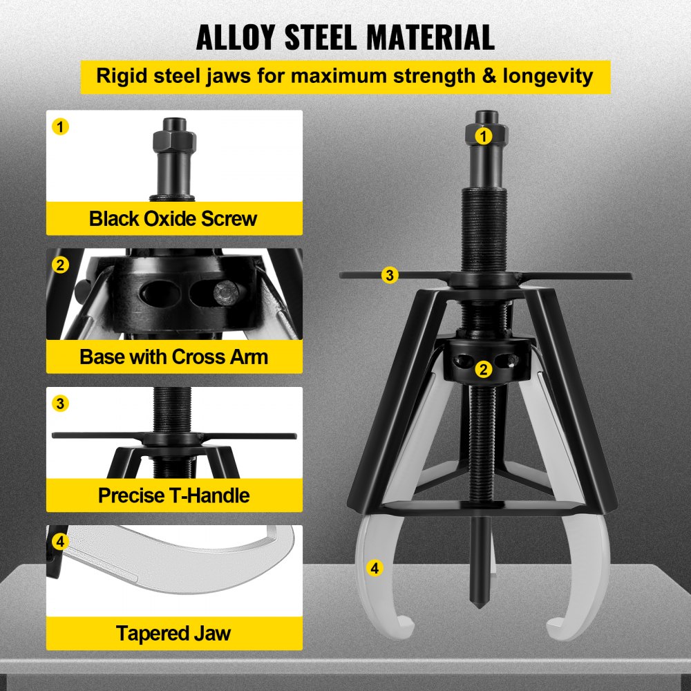 Extractor de engranajes VEVOR de 3 mordazas, extractor manual de capacidad de 10 toneladas/22040 LBS, alcance de extensión de 11" a 16,3" y rango de extensión de 4,4" a 9,8", longitud del tornillo de avance de 14,5" Herramientas de extracción de engranajes para engranajes deslizantes, poleas y volantes