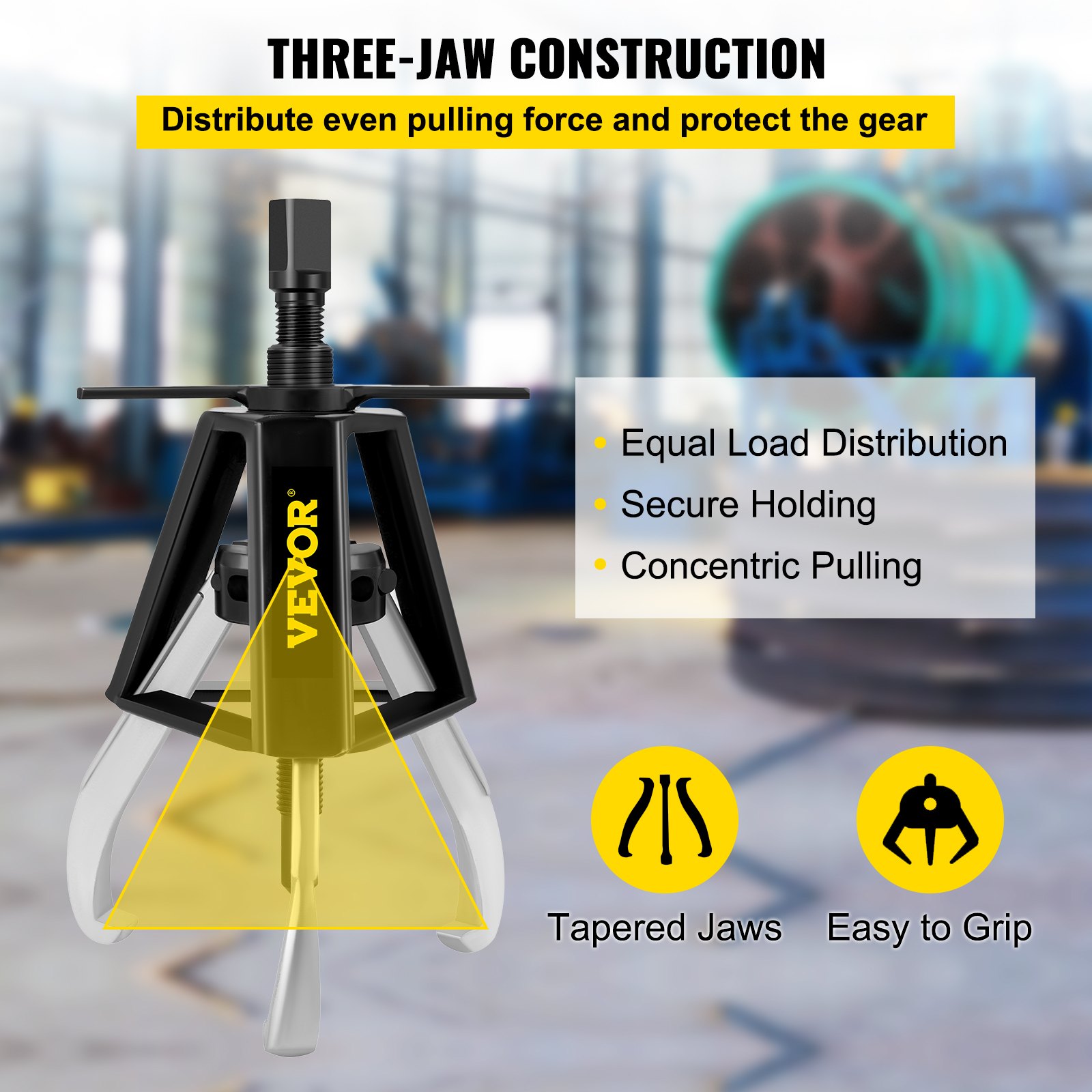 Extractor de engranajes VEVOR de 3 mordazas, extractor manual de capacidad de 1 tonelada/2204 LBS, alcance de extensión de 13" - 21,6" y rango de extensión de 3,9" - 7,9", longitud del tornillo de avance de 11" Herramientas de extracción de engranajes para engranajes deslizantes, poleas y volantes