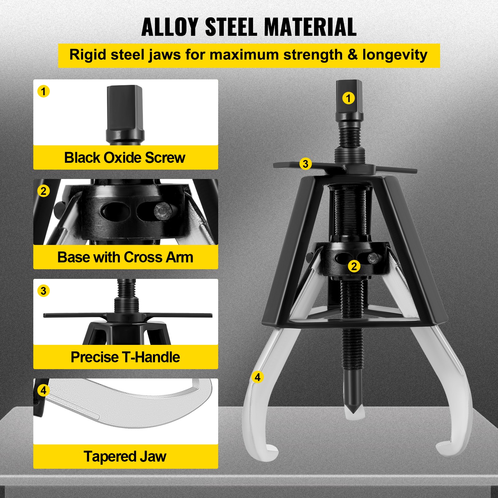 Extractor de engranajes VEVOR de 3 mordazas, extractor manual de capacidad de 1 tonelada/2204 LBS, alcance de extensión de 13" - 21,6" y rango de extensión de 3,9" - 7,9", longitud del tornillo de avance de 11" Herramientas de extracción de engranajes para engranajes deslizantes, poleas y volantes