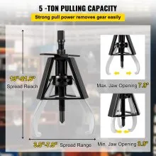 Extractor de mordaza de 3 engranajes VEVOR, extractor manual de capacidad de 5 toneladas/11020 LBS, alcance de extensión de 13" - 21,6" y rango de extensión de 3,9" - 7,9", longitud del tornillo de avance de 11" Herramientas de extracción de engranajes para engranajes deslizantes, poleas y volantes