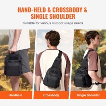 Mochila táctica tipo bandolera de 10 l para hombre, estilo militar, color negro, con sistema MOLLE, para deportes, viajes, senderismo y tiro (negro)