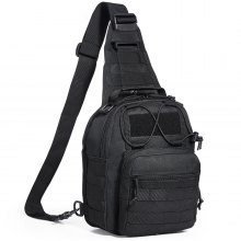 Mochila táctica tipo bandolera de 10 l para hombre, estilo militar, color negro, con sistema MOLLE, para deportes, viajes, senderismo y tiro (negro)