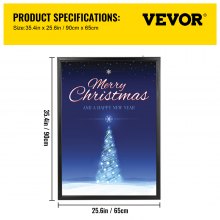 VEVOR Marco de póster de película LED de 33 x 24 pulgadas Caja de luz LED de aluminio a presión delgada para menú de publicidad de carteles/pantalla de menú de letreros comerciales (LED de 33 x 24 pulgadas)