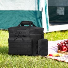 VEVOR - Bolsa térmica para el almuerzo, 20 l, diseño Molle y múltiples bolsillos, fiambrera térmica de 600 D con bolsas de almacenamiento extraíbles, hielera suave para la oficina, picnic, senderismo, playa o bebidas, color negro