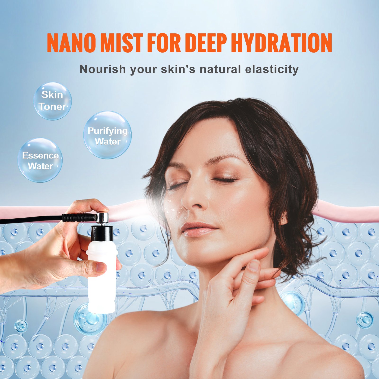 VEVOR Máquina de microdermoabrasión de diamante, máquina de dermoabrasión profesional 3 en 1, equipo de cuidado de la piel facial para salón de spa en casa, con 9 puntas de diamante, 2 botellas de spr