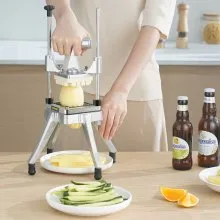 VEVOR Cortador de frutas y verduras comercial Cortador de cebolla hoja de 1/4 pulgadas cortador de alimentos profesional cortador de patatas fritas