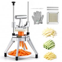 VEVOR Picadora comercial de frutas y verduras, hoja de 1/4 pulgadas, cortador de alimentos profesional resistente, cortador de patatas fritas Kattex, cortador de cebolla de acero inoxidable para tomate, pimiento, patata y champiñones