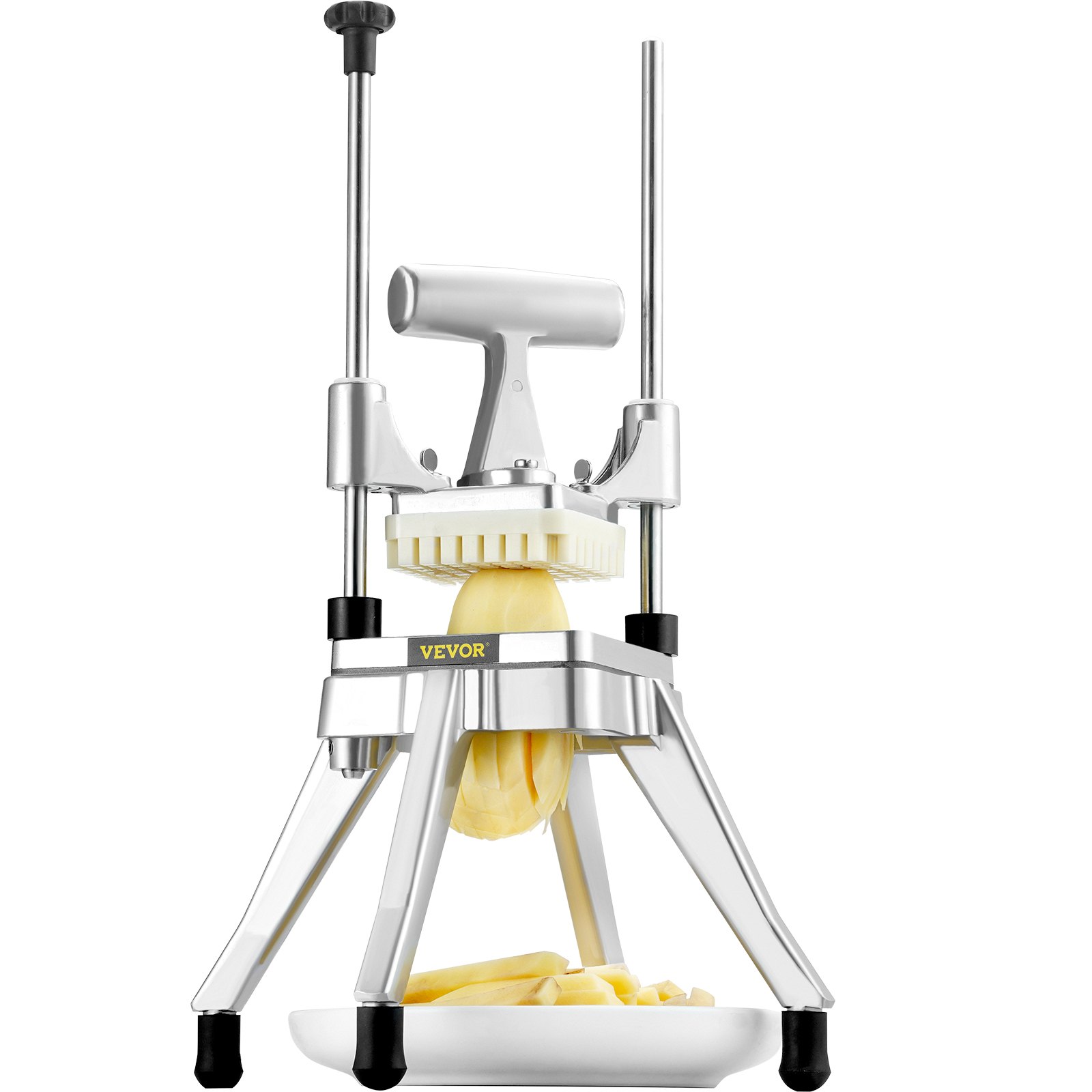 VEVOR Picadora comercial de frutas y verduras, hoja de 1/4 pulgadas, cortador de alimentos profesional resistente, cortador de patatas fritas Kattex, cortador de cebolla de acero inoxidable para tomate, pimiento, patata y champiñones